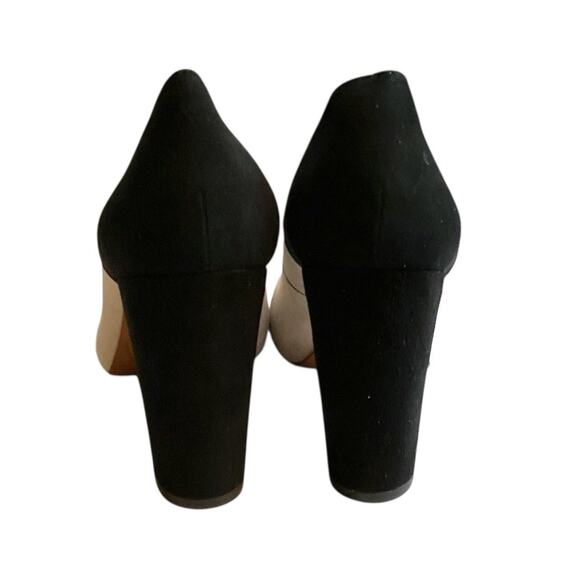 Madewell Womens Black Cream Suede Classic Pump Size 10 Block Heels Office Work - Picture 5 of 12
